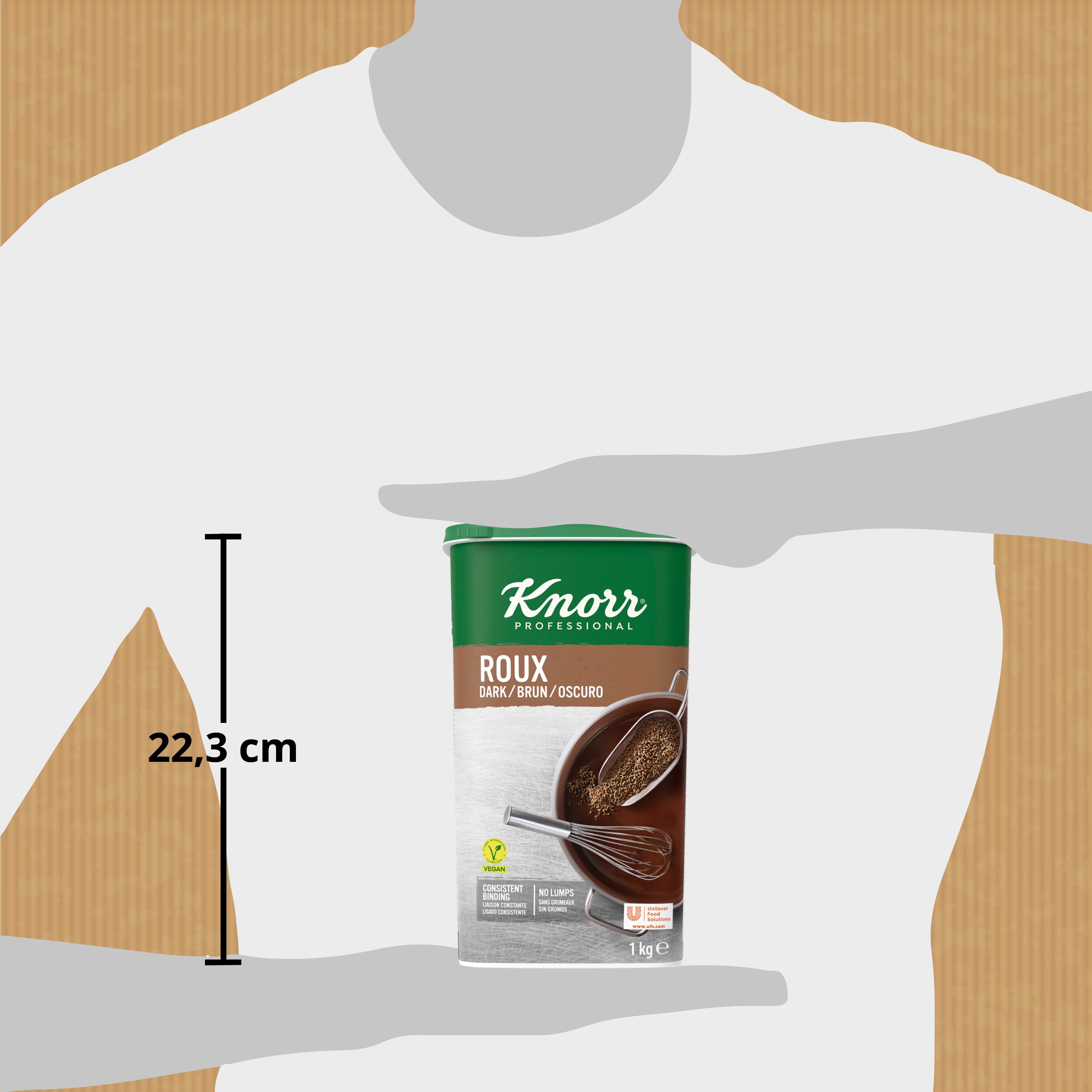 Knorr Roux Espesante Oscuro sin lactosa bote 1kg - Roux Knorr, espesor y brillo en 1 minuto sin modificar el sabor.